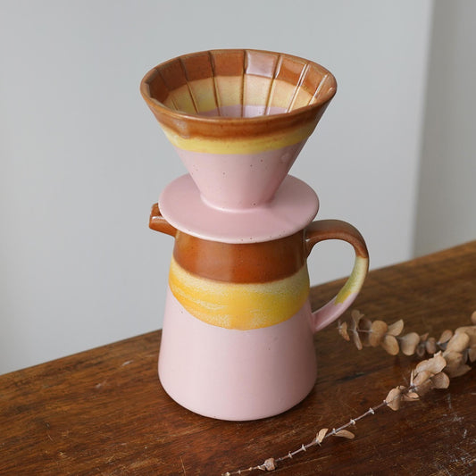 Pink Ceramic Pour Over Coffee Server with Dripper
