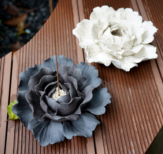 hand sculpted Peony Flower incense holder