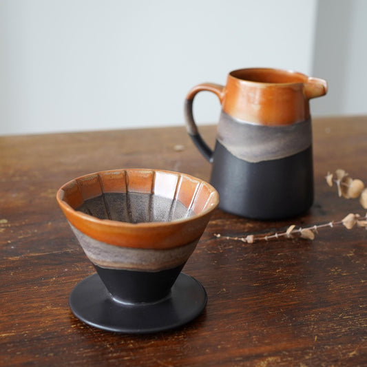 Black Ceramic Pour Over Coffee Server with Dripper