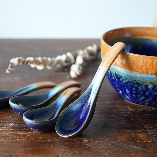 Blue and brown Ramen Spoon