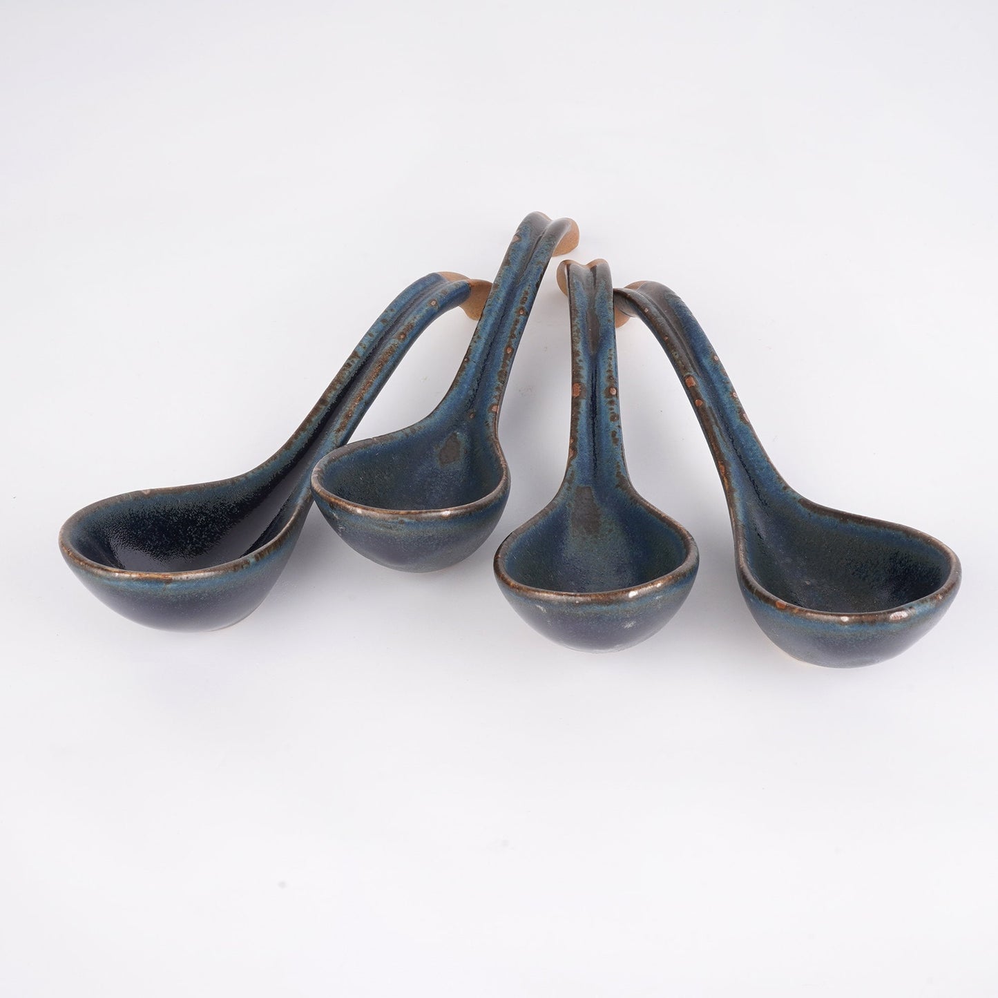 Blue Ceramic Soup Spoons, Gift for him