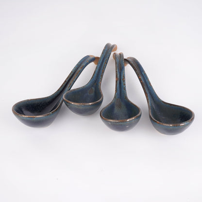 Blue Ceramic Soup Spoons