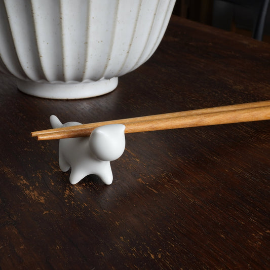 Adorable White & Black Ceramic Cat