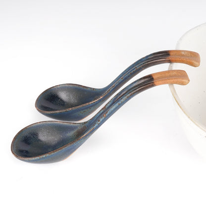 Blue Ceramic Soup Spoons