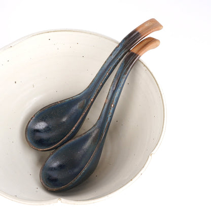 Blue Ceramic Soup Spoons