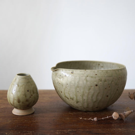Pottery matcha bowl set