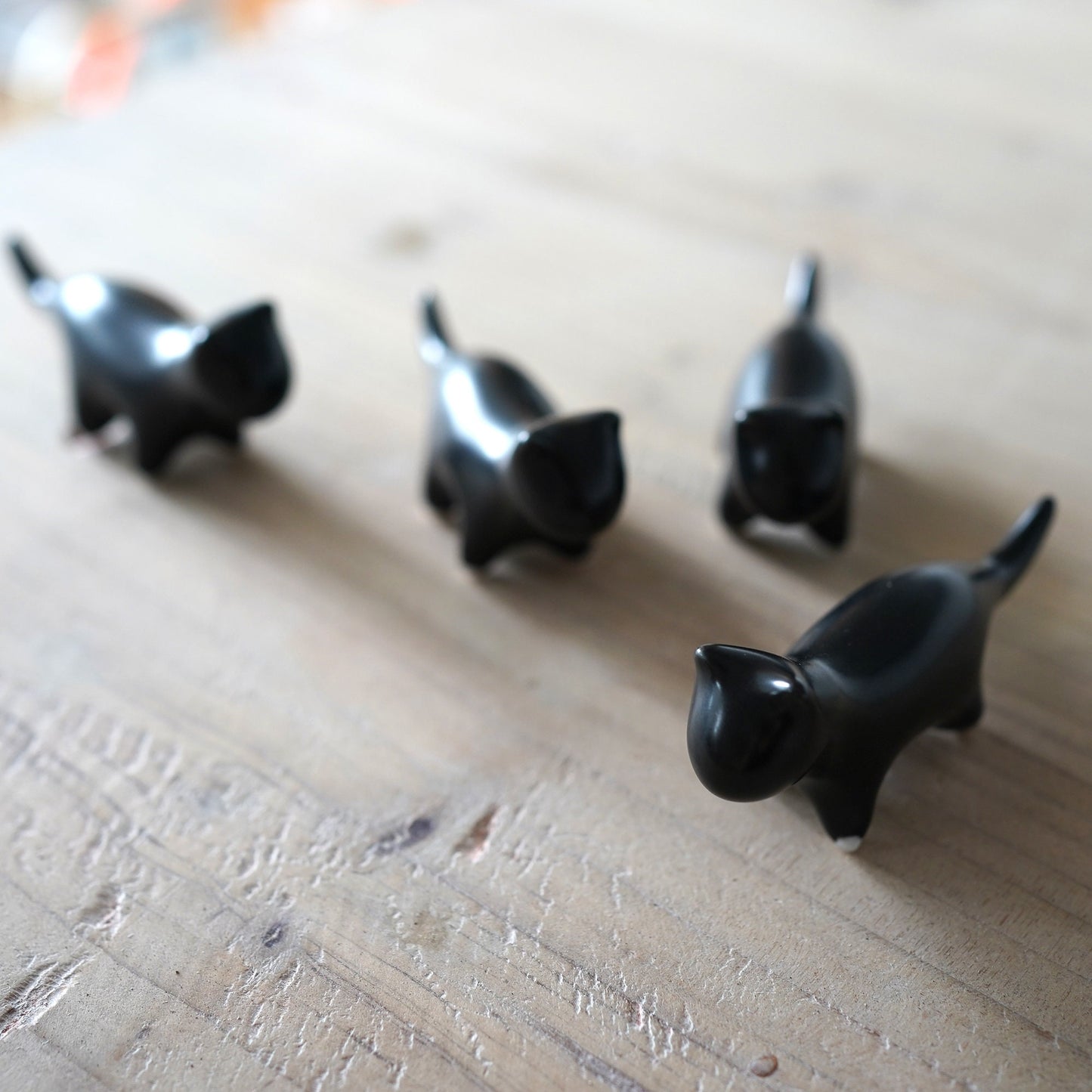 Adorable White & Black Ceramic Cat