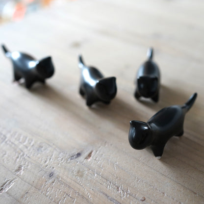 Adorable White & Black Ceramic Cat