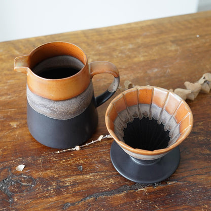 Black Ceramic Pour Over Coffee Server with Dripper