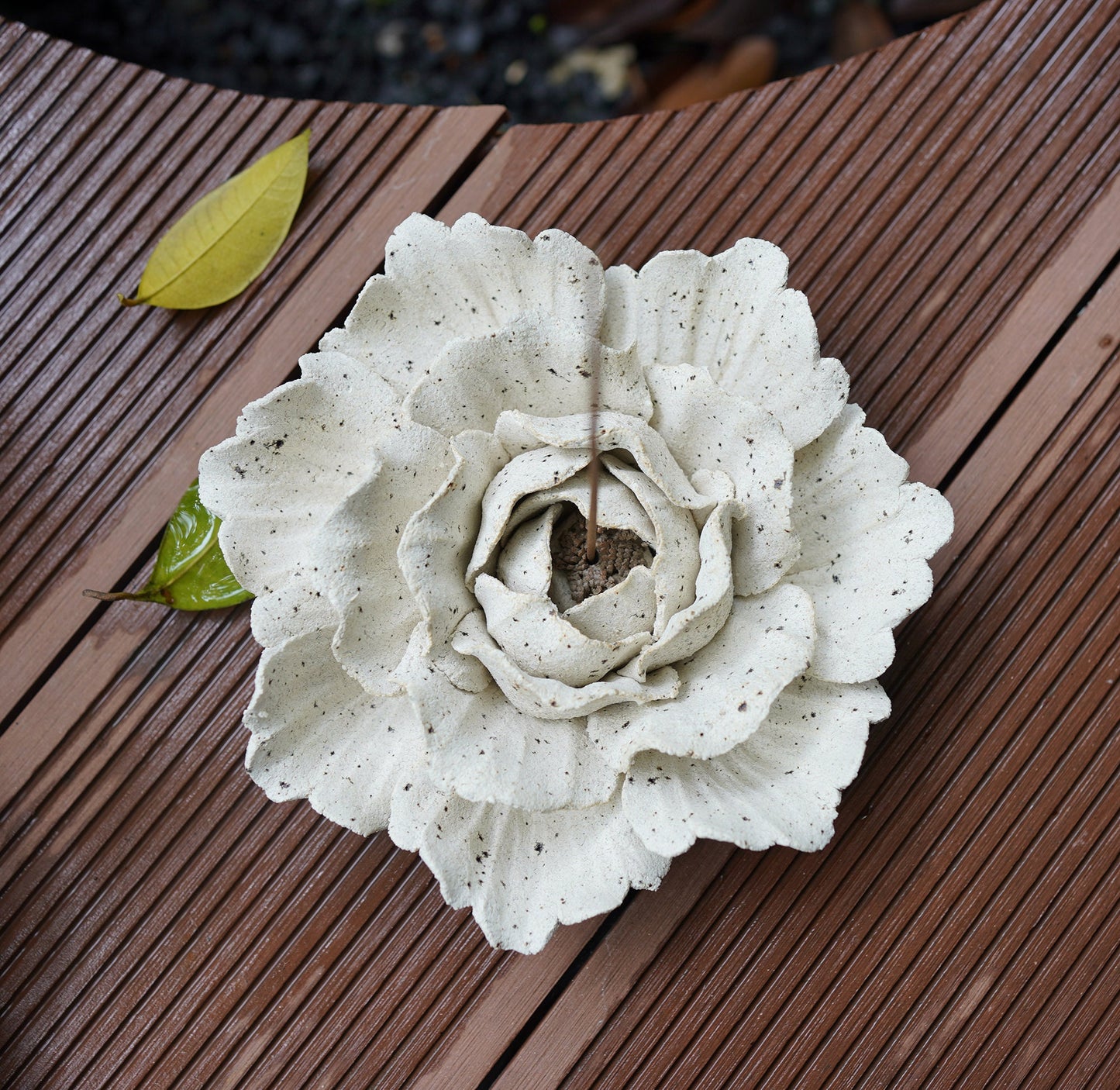 hand sculpted Peony Flower incense holder