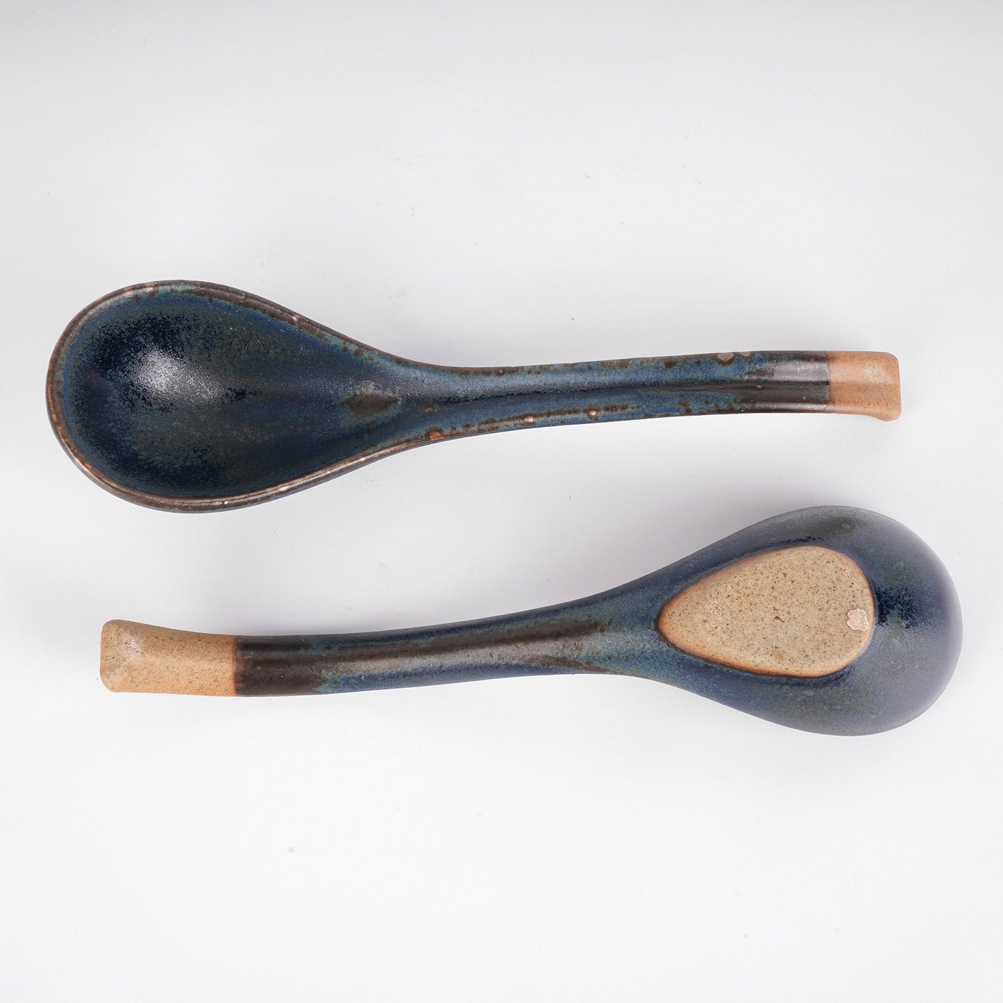 Blue Ceramic Soup Spoons, Gift for him