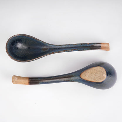 Blue Ceramic Soup Spoons