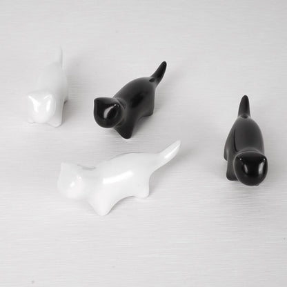 Adorable White & Black Ceramic Cat
