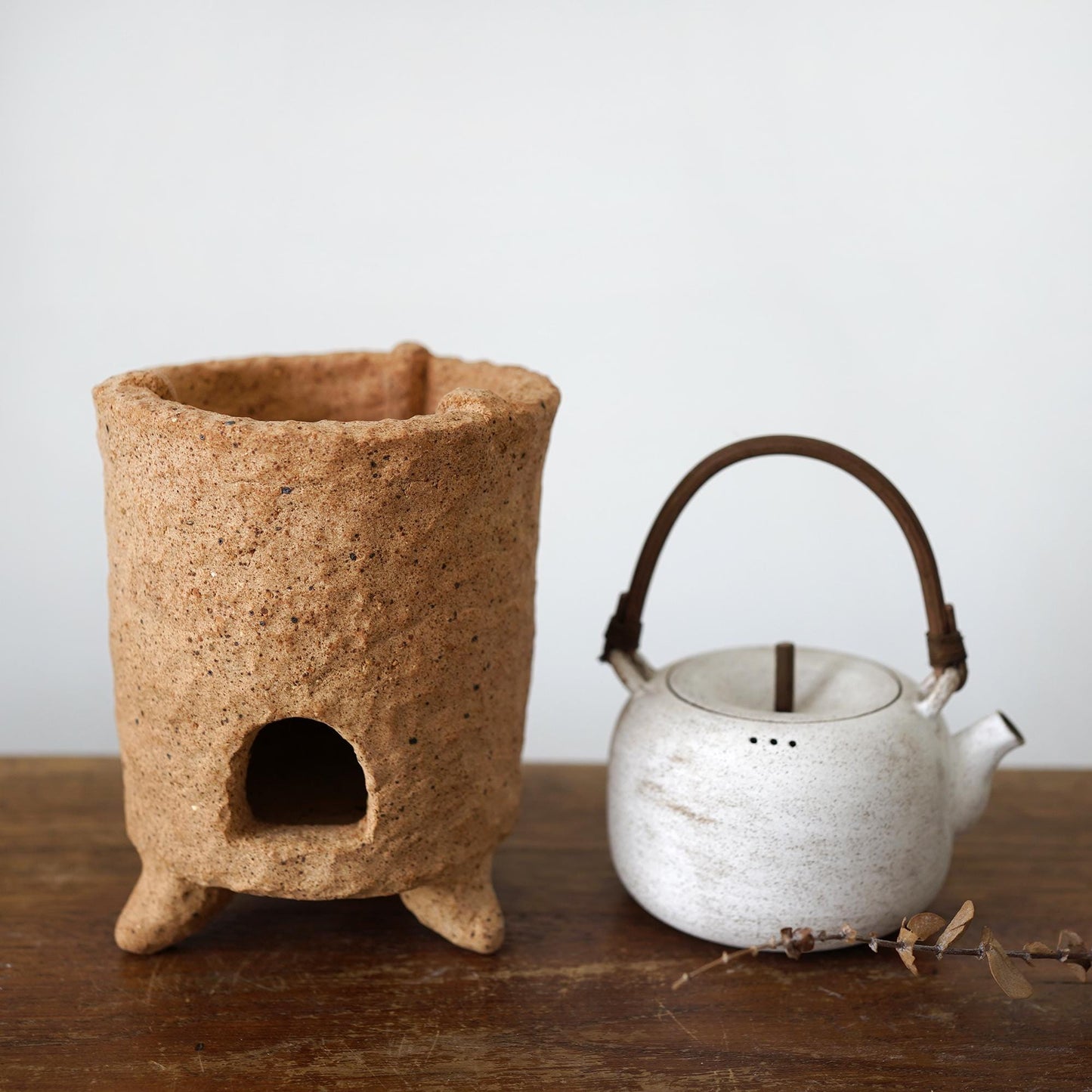 Rustic charcoal stove with Teapot