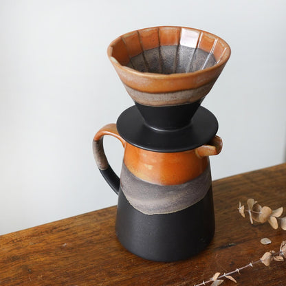 Black Ceramic Pour Over Coffee Server with Dripper