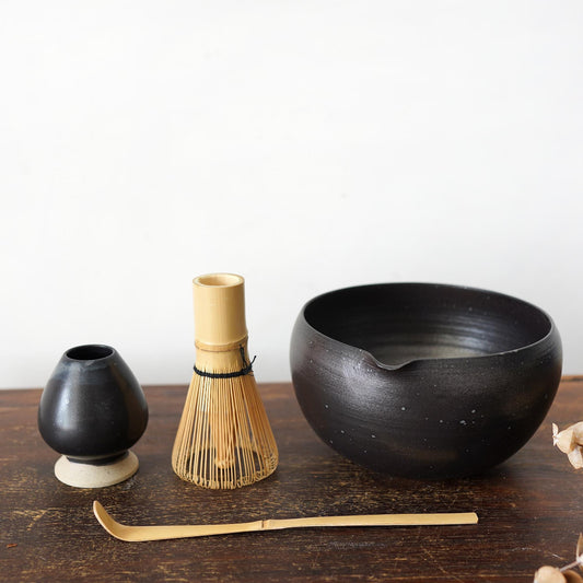Pottery matcha bowl set