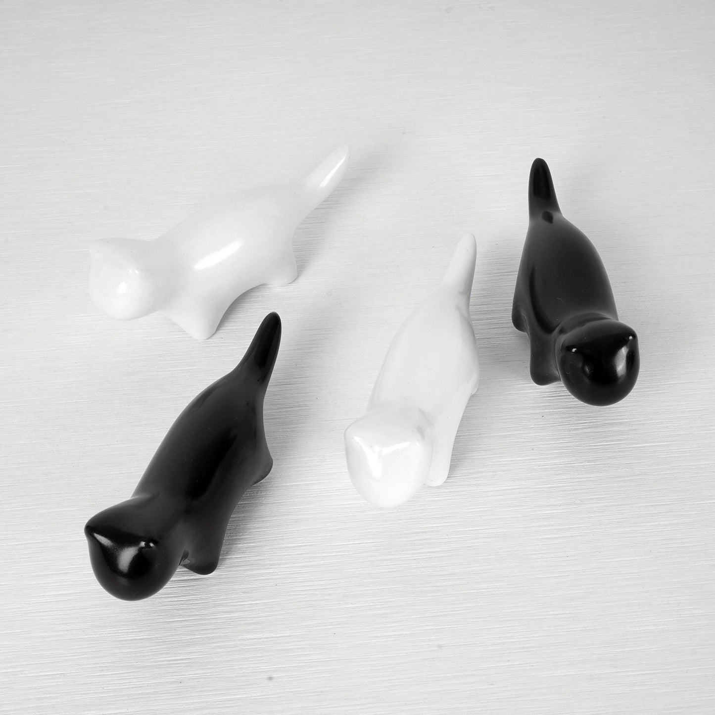 Adorable White & Black Ceramic Cat