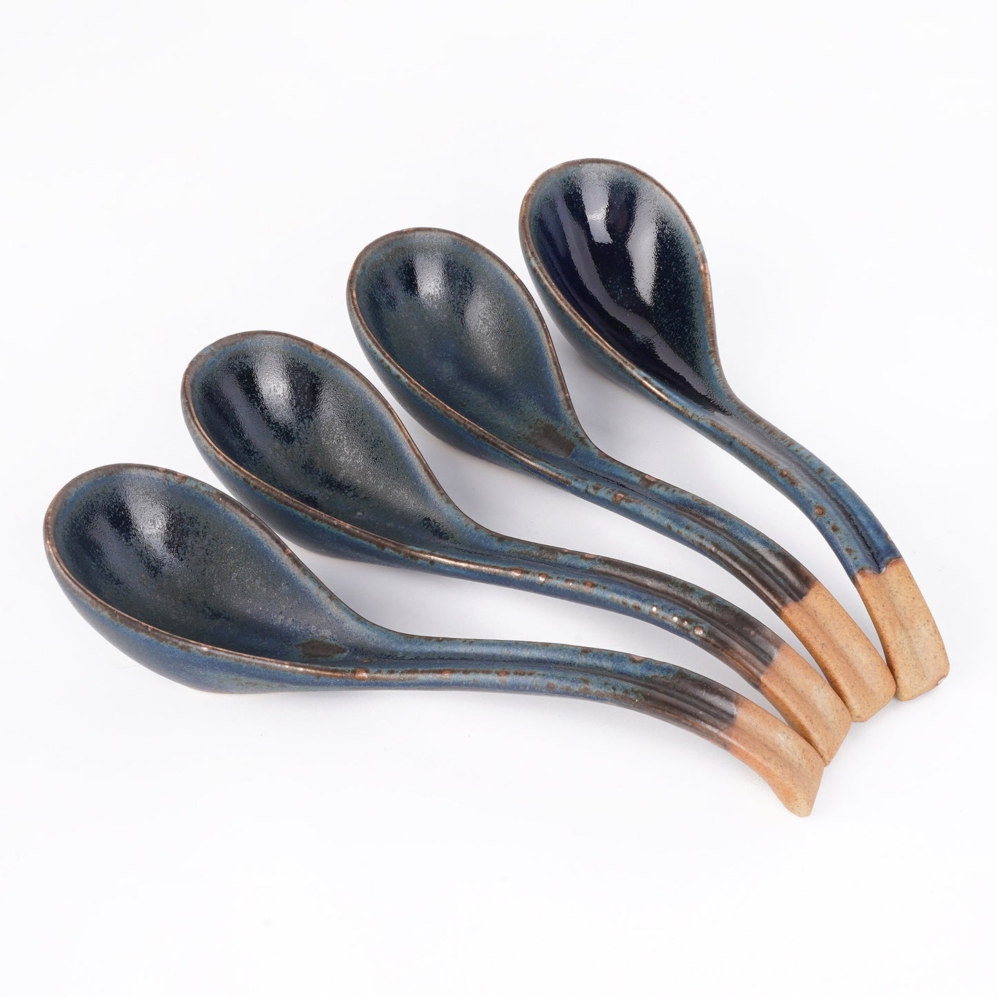 Blue Ceramic Soup Spoons, Gift for him