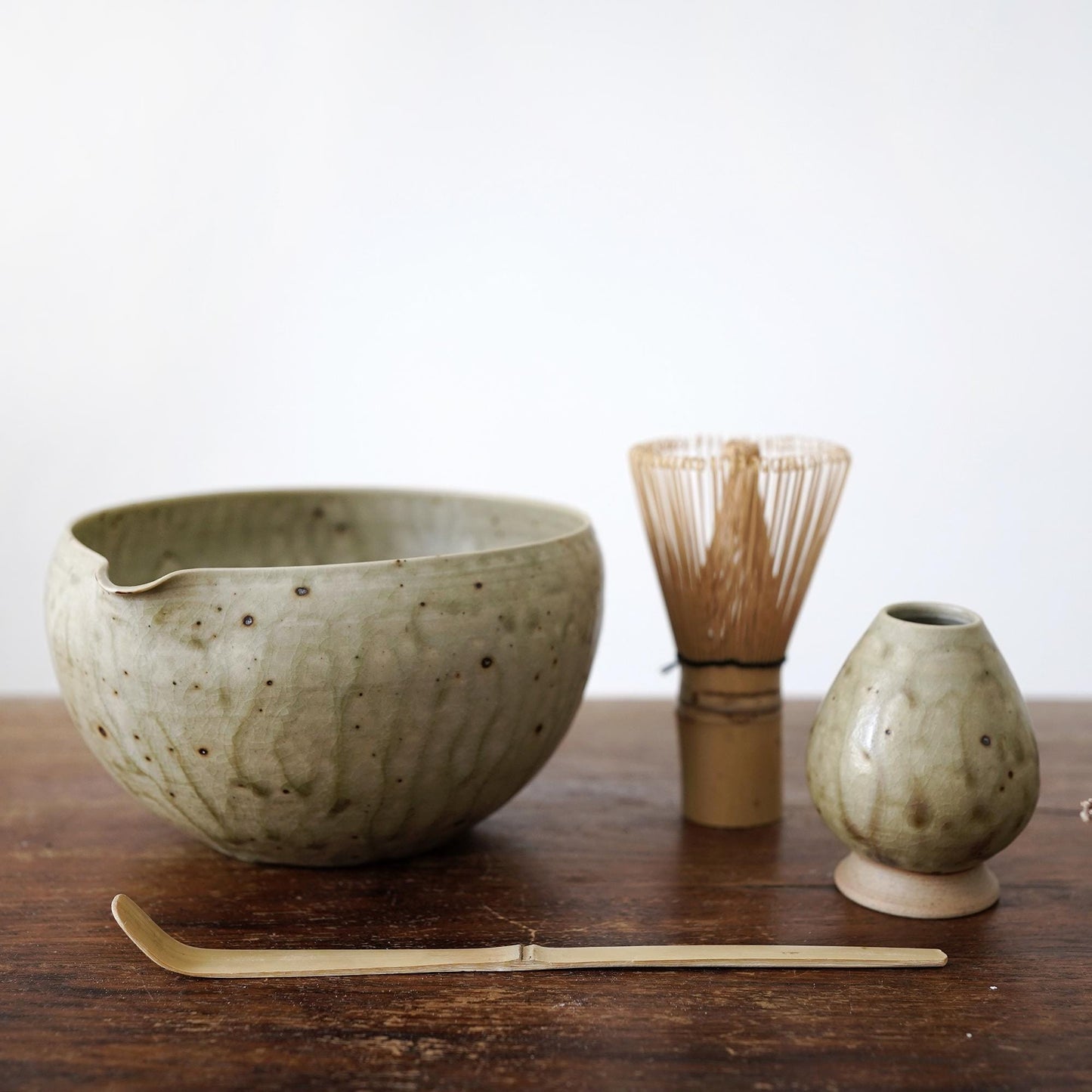 Pottery matcha bowl set