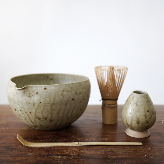 Pottery matcha bowl set
