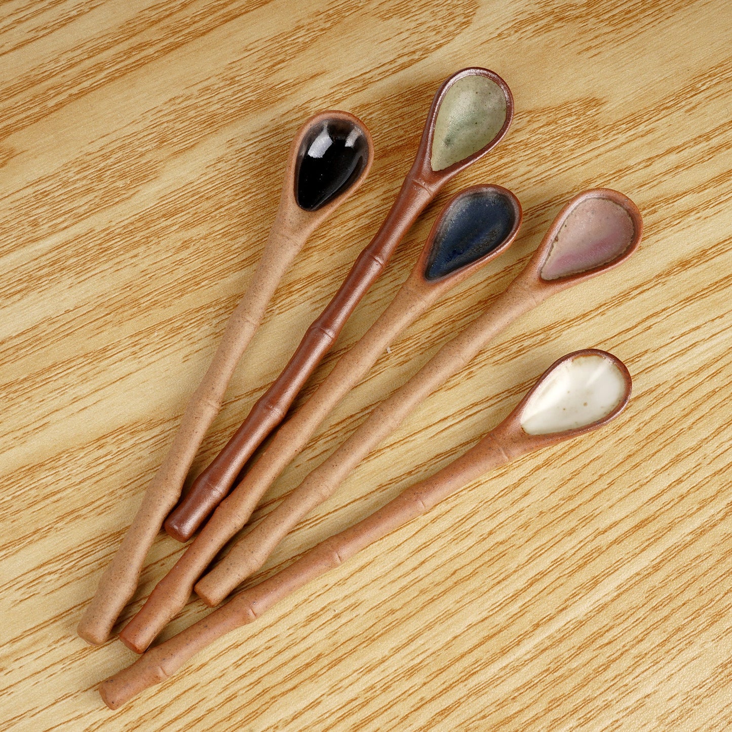 Ceramic Coffee Spoon/Bamboo shape handle stir stick