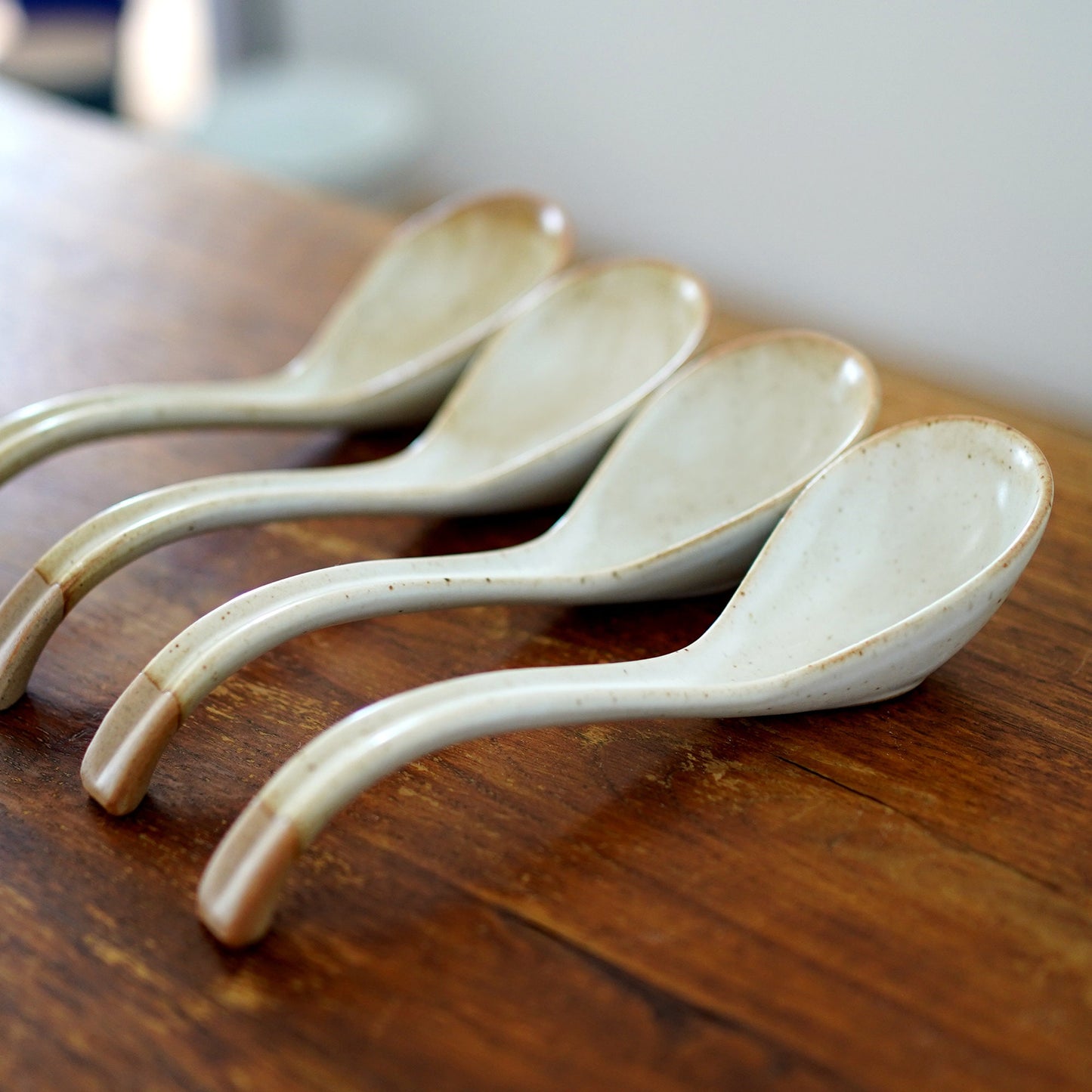 White Japanese  Large Ramen Spoon