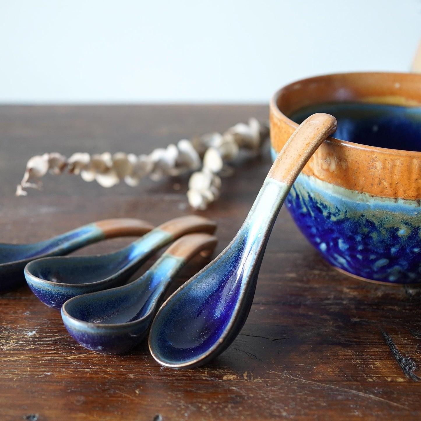 Blue and brown Ramen Spoon