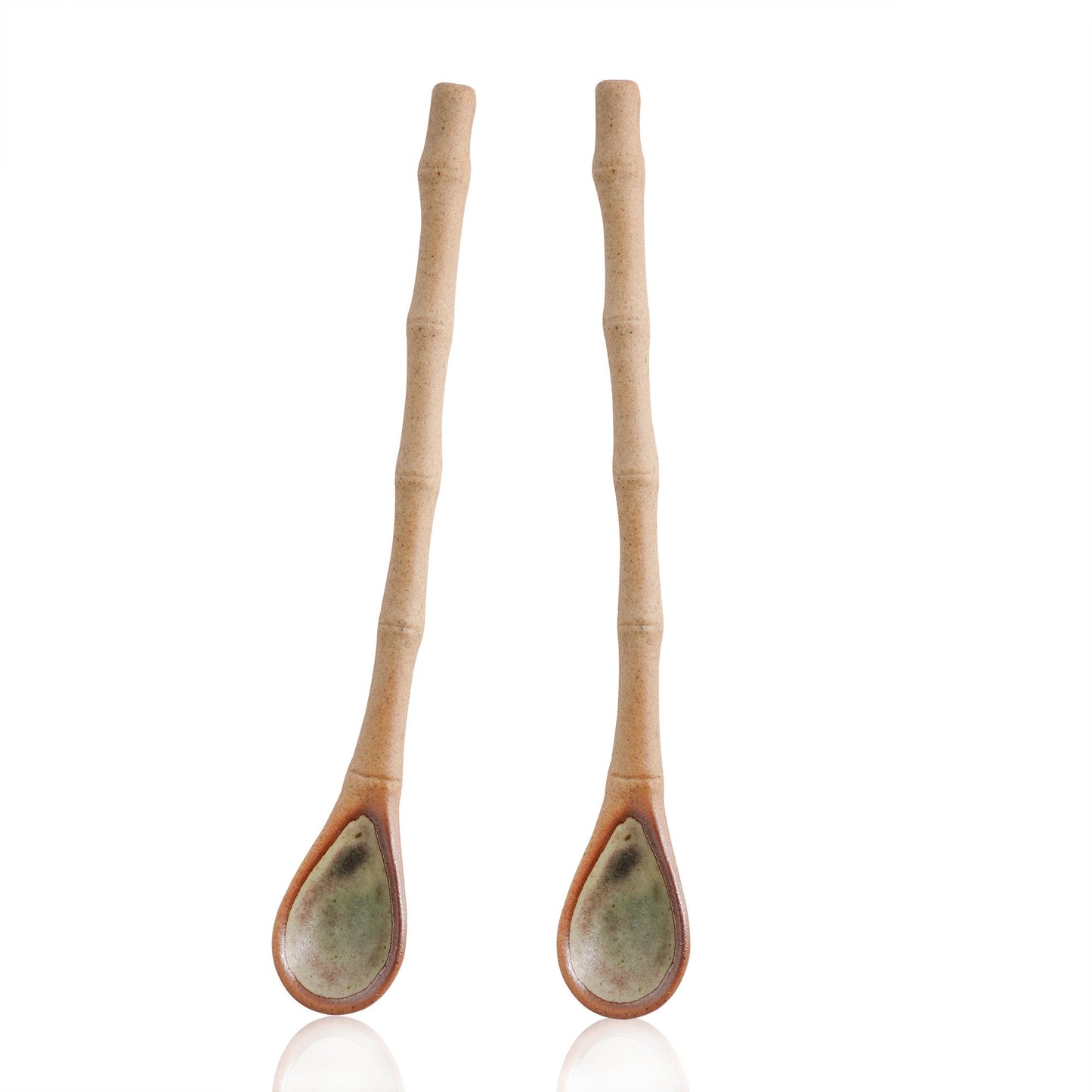Ceramic Coffee Spoon/Bamboo shape handle stir stick
