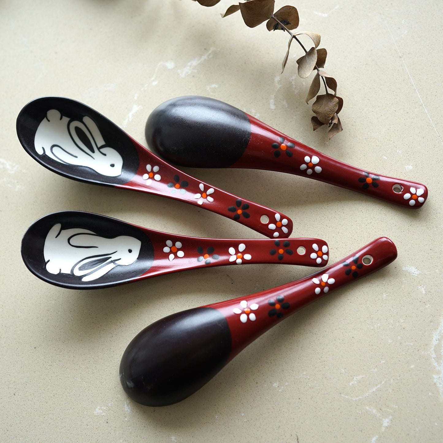 Hand painting rabbit spoons