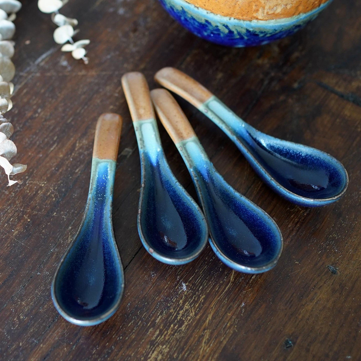 Blue and brown Ramen Spoon