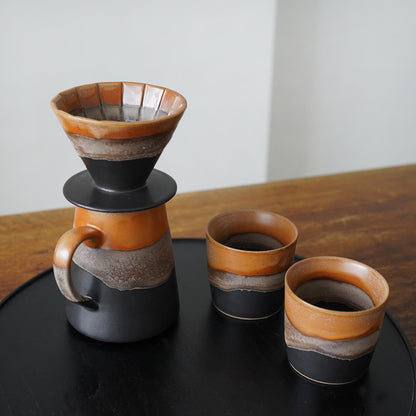 Black Ceramic Pour Over Coffee Server with Dripper