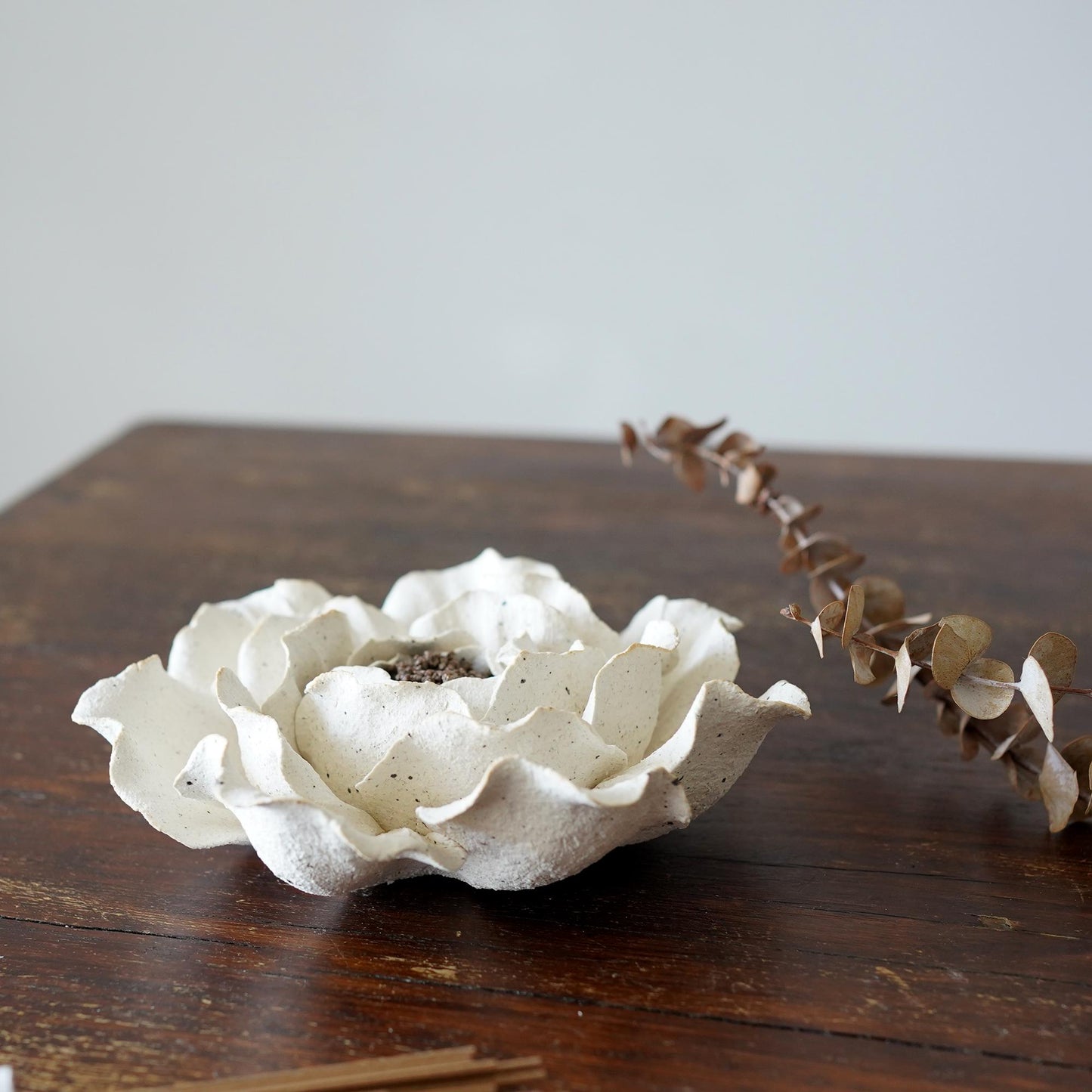 hand sculpted Peony Flower incense holder