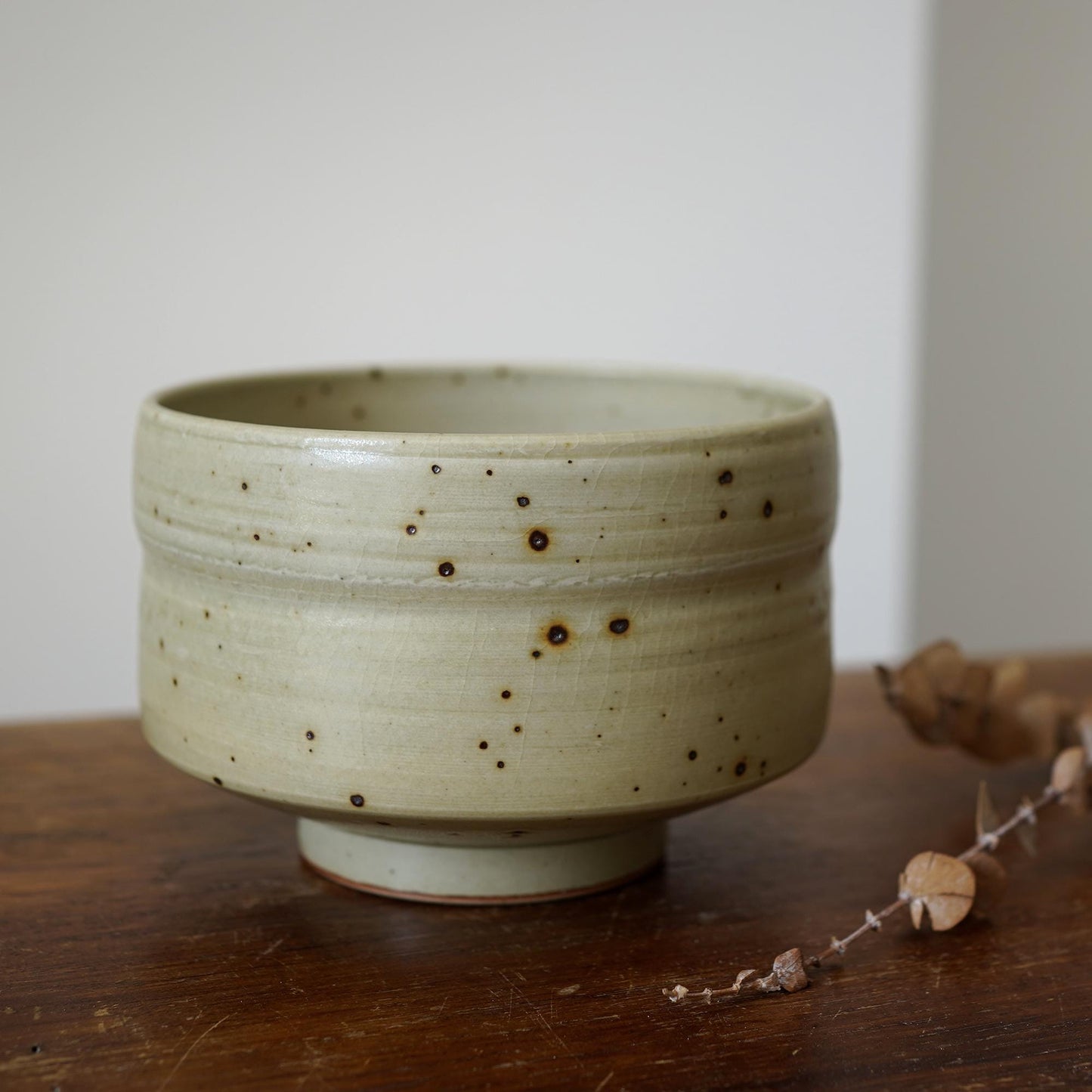 Pottery matcha bowl with bamboo whisk scoop set