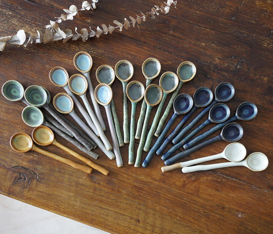 Small ceramic spoons --- coarse pottery spoon