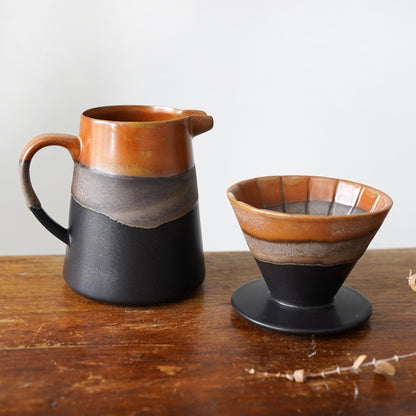 Black Ceramic Pour Over Coffee Server with Dripper
