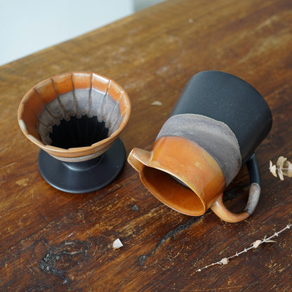 Black Ceramic Pour Over Coffee Server with Dripper