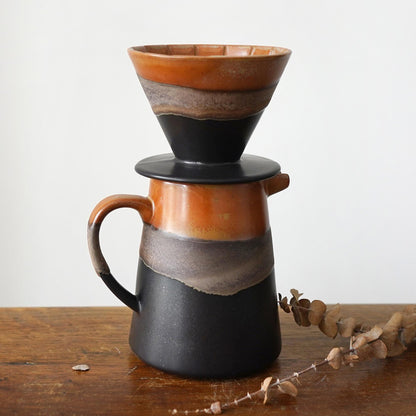 Black Ceramic Pour Over Coffee Server with Dripper