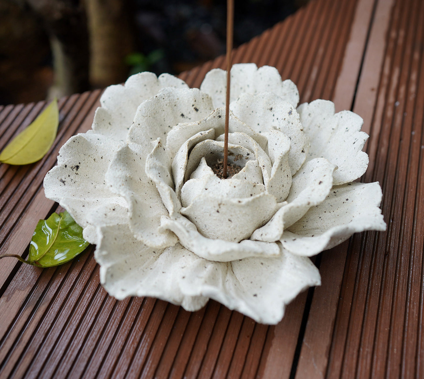 hand sculpted Peony Flower incense holder