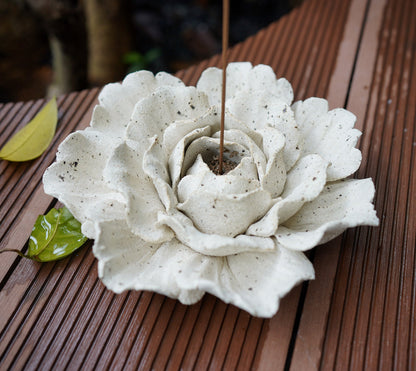 hand sculpted Peony Flower incense holder