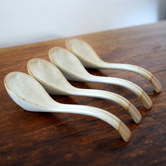 White Japanese  Large Ramen Spoon