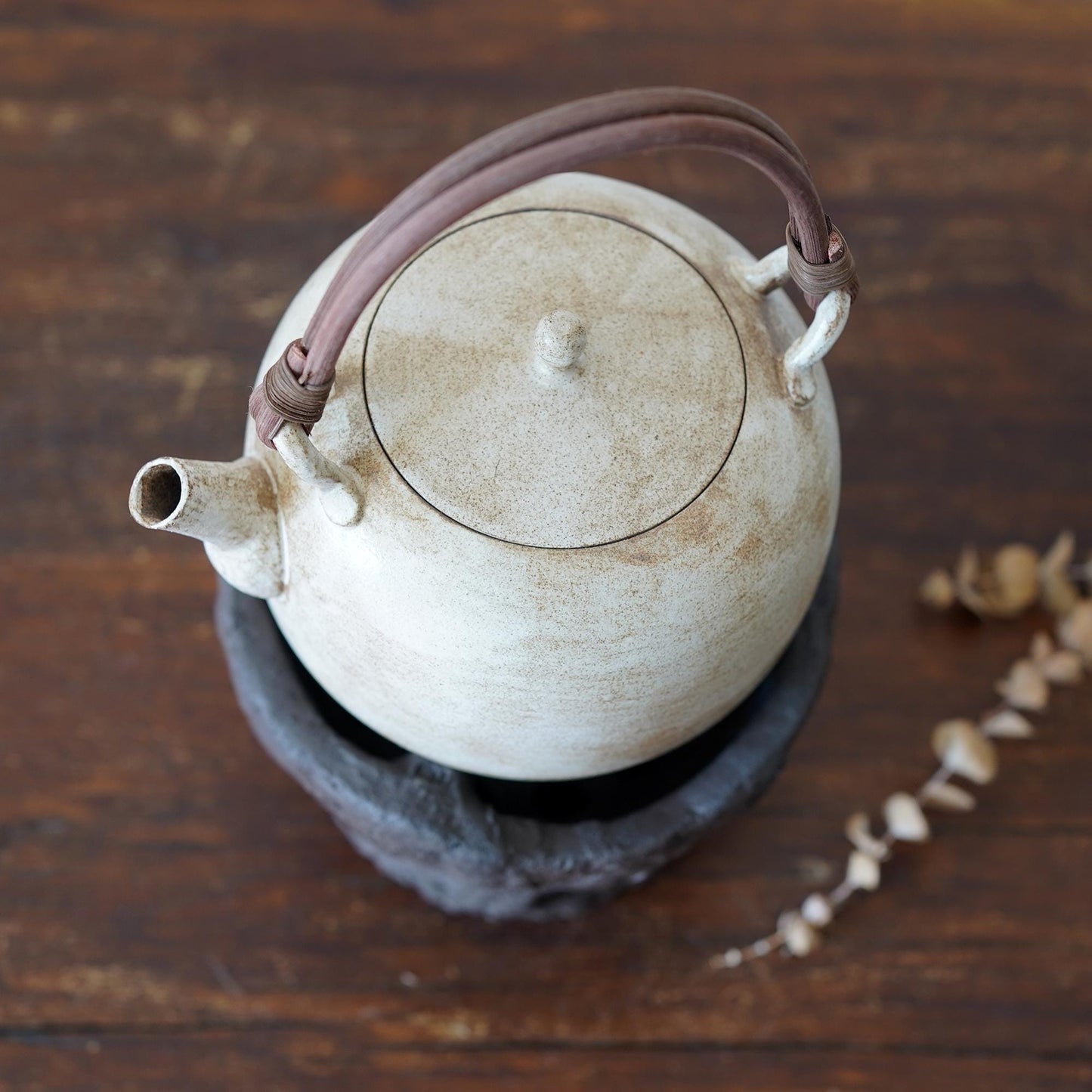 Rustic charcoal stove with Teapot
