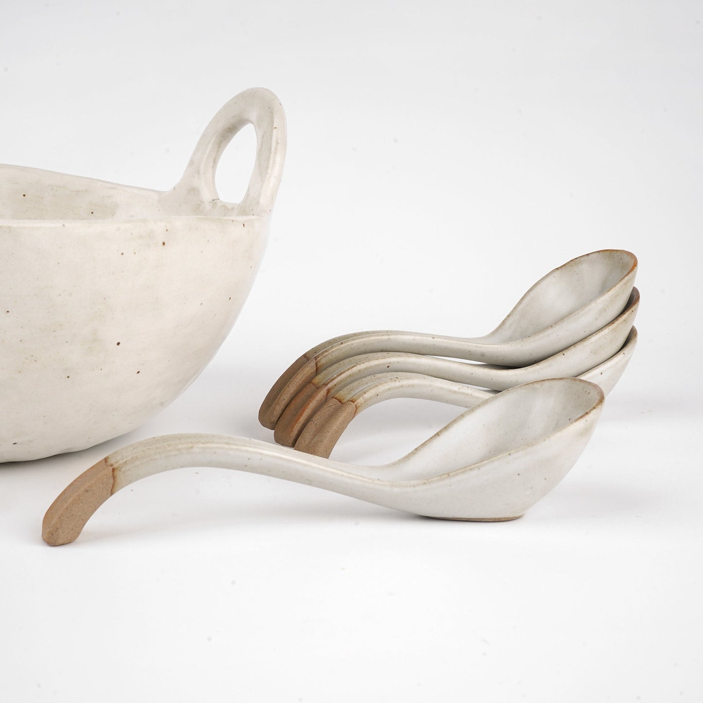 White Japanese  Large Ramen Spoon