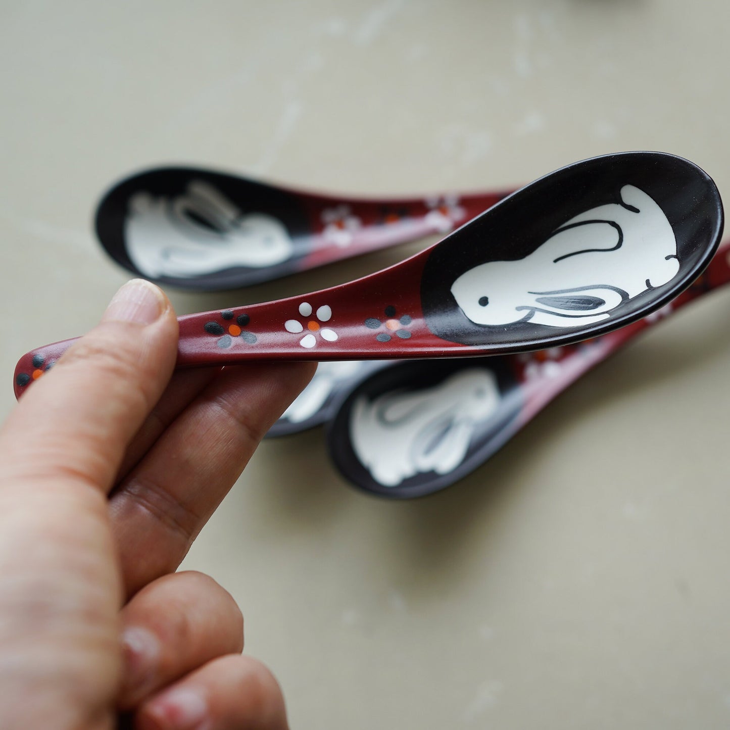 Hand painting rabbit spoons