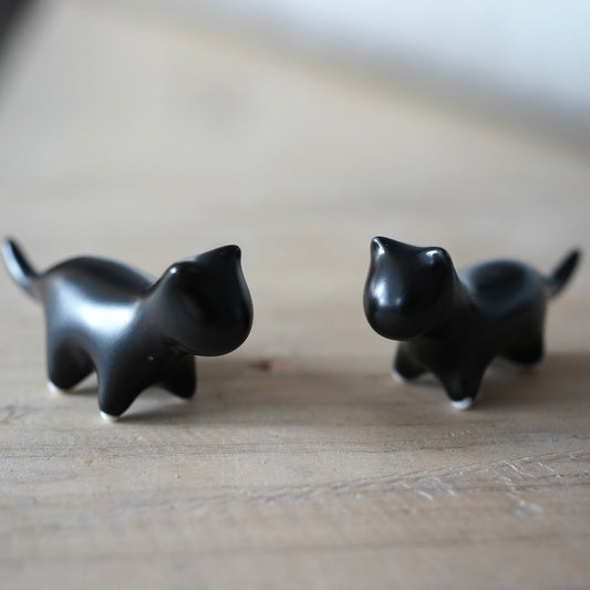 Adorable White & Black Ceramic Cat