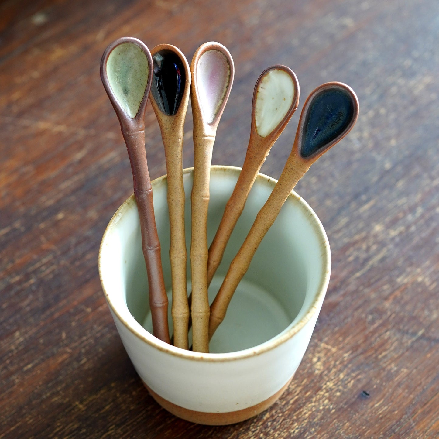 Ceramic Coffee Spoon/Bamboo shape handle stir stick