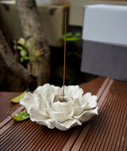 hand sculpted Peony Flower incense holder