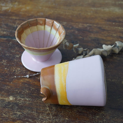 Pink Ceramic Pour Over Coffee Server with Dripper