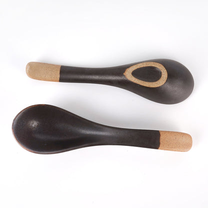 Black Ceramic soup spoon