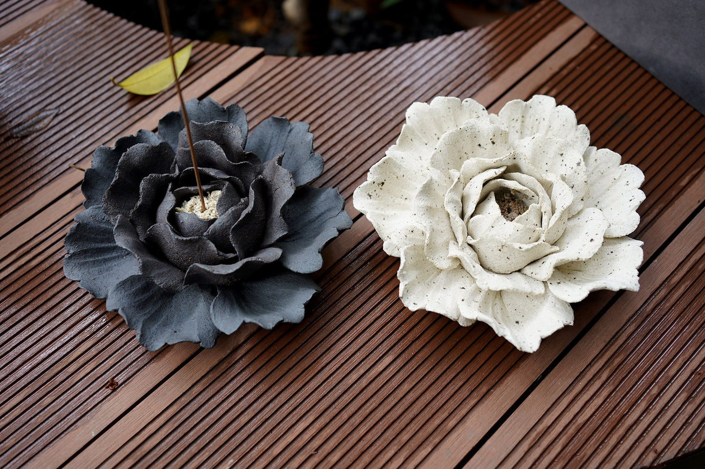 hand sculpted Peony Flower incense holder