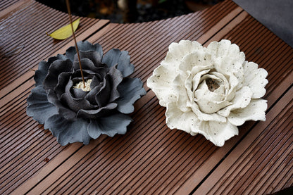 hand sculpted Peony Flower incense holder